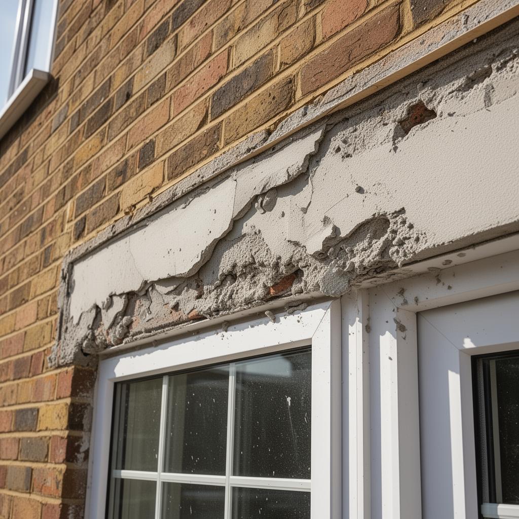 Failed render being removed for facade repair